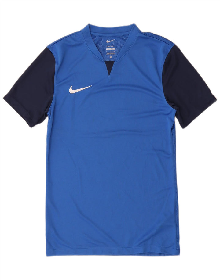 T-shirt Nike Dri Fit Slim Fit da uomo, piccola, in poliestere color block blu