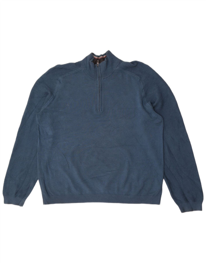 Maglione da uomo con collo con zip Ted Baker taglia 6 2XL viscosa blu