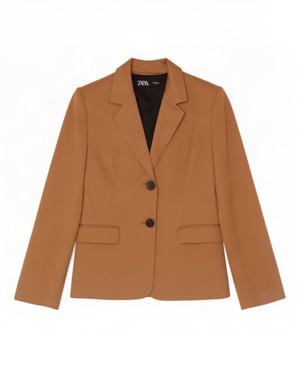 Giacca blazer a 2 bottoni Marks & Spencer da donna UK 4 XS viscosa marrone