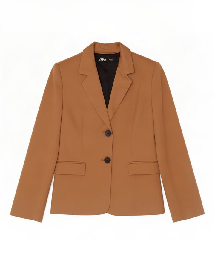 Giacca blazer a 2 bottoni Marks & Spencer da donna UK 4 XS viscosa marrone
