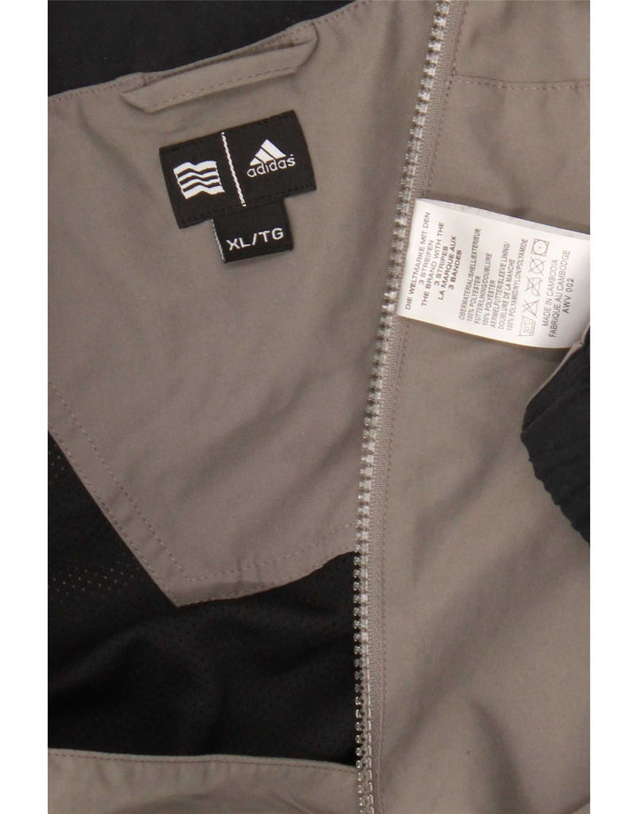 Adidas Uomo Zip Collo Pullover Tuta Top XL Grigio Colourblock Poliestere