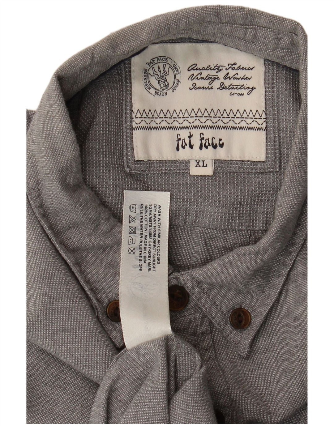 Camicia da uomo Fat Face XL in cotone grigio