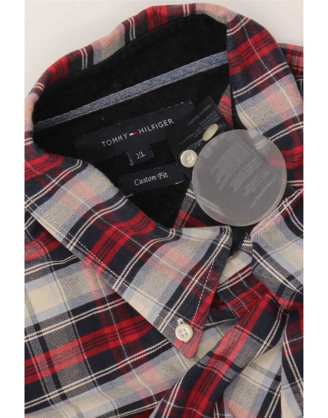 Camicia da uomo su misura Tommy Hilfiger XL in cotone a quadri multicolore