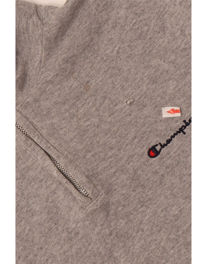 Felpa Champion da uomo con zip e collo, maglione, cotone chiazzato grigio medio