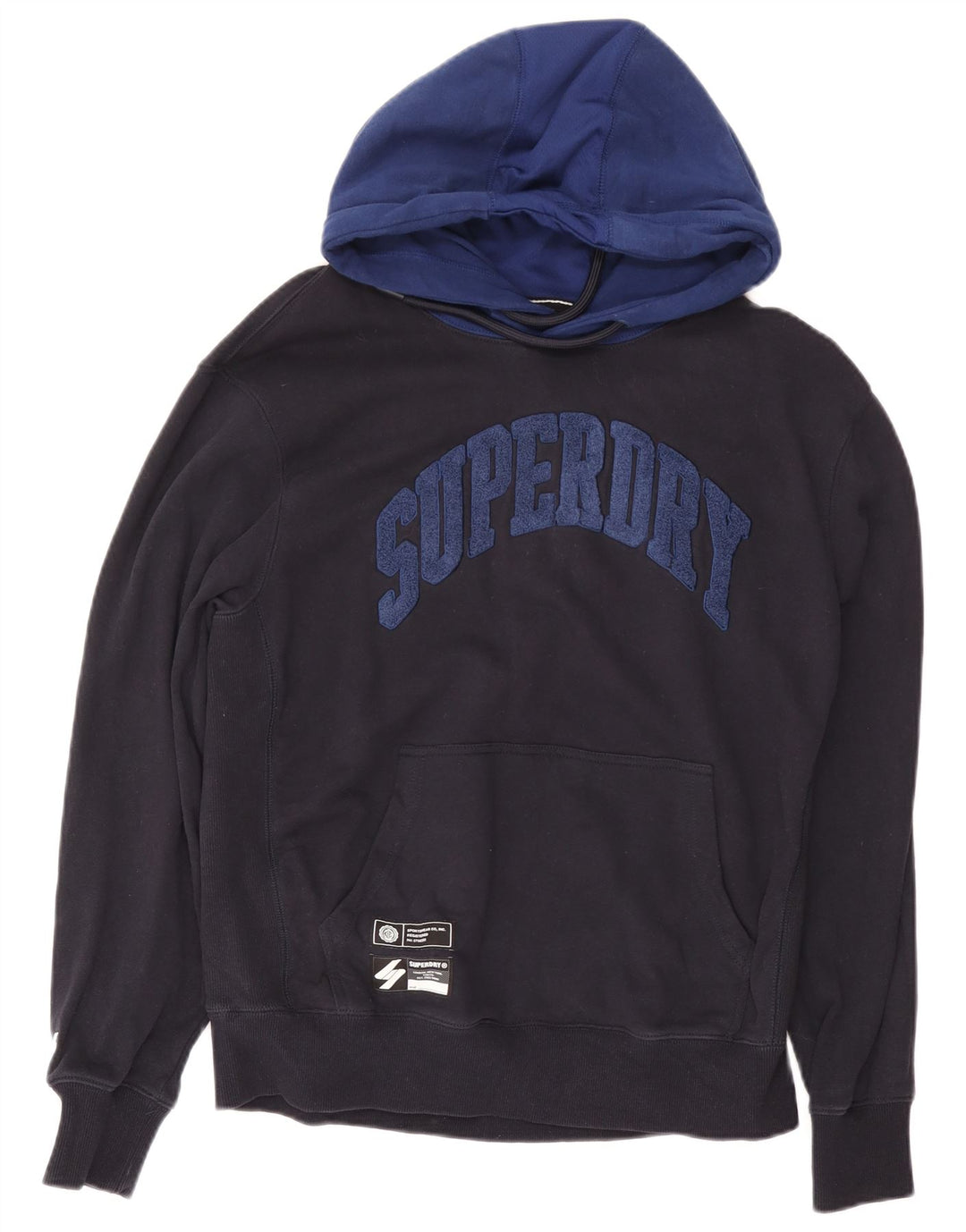 Felpa con cappuccio grafica da uomo Superdry XL in cotone blu navy