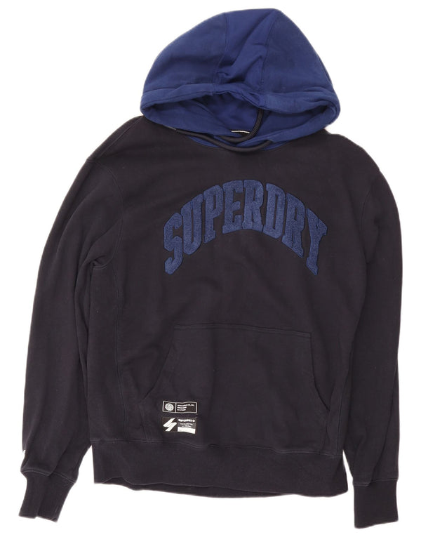 Felpa con cappuccio grafica da uomo Superdry XL in cotone blu navy