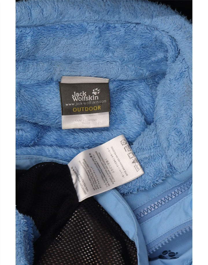 JACK WOLFSKIN Giacca a vento con cappuccio da donna UK 12 Poliestere blu medio