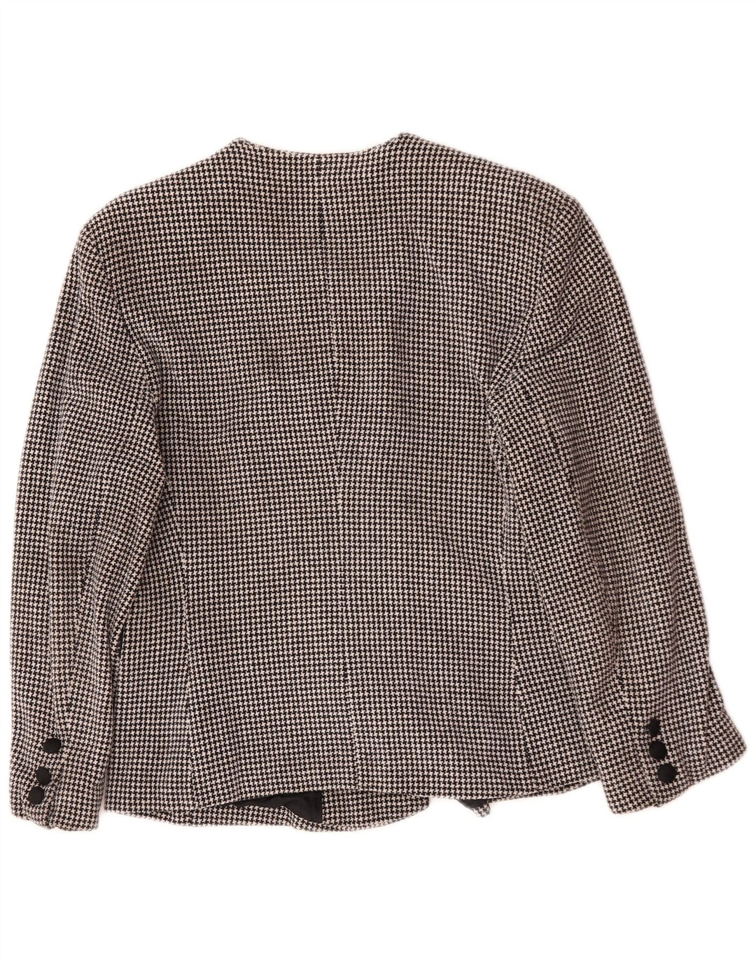 Giacca blazer doppiopetto vintage da donna UK 14 pied de poule medio nero