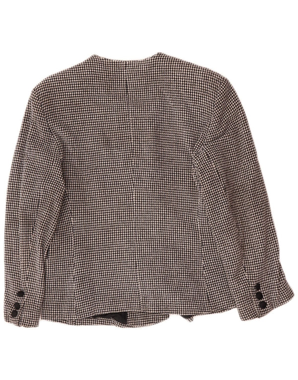 Giacca blazer doppiopetto vintage da donna UK 14 pied de poule medio nero