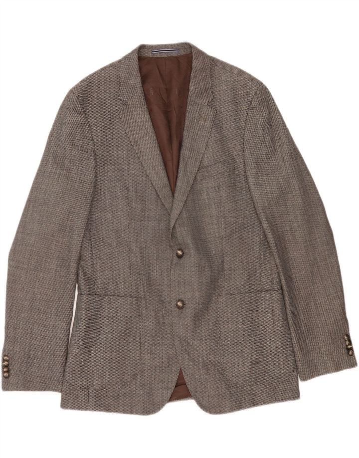 TOMMY HILFIGER Giacca blazer sartoriale da uomo a 2 bottoni IT 52 XL Lana grigia