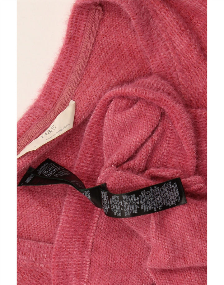 Maglione corto con scollo a V da donna Marks & Spencer UK 10 piccolo rosa