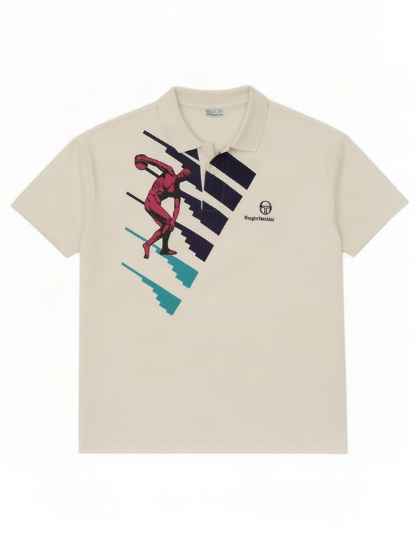 Sergio Tacchini Polo grafica da uomo XL in cotone bianco