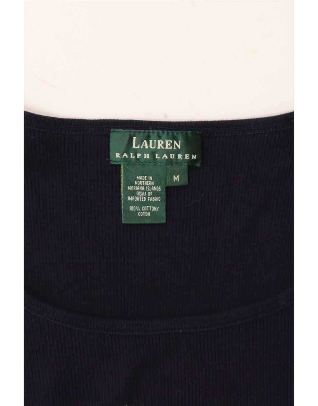 RALPH LAUREN Womens Vest Top UK 12 Medium Navy Blue Cotton Vintage Ralph Lauren and Second-Hand Ralph Lauren from Messina Hembry 