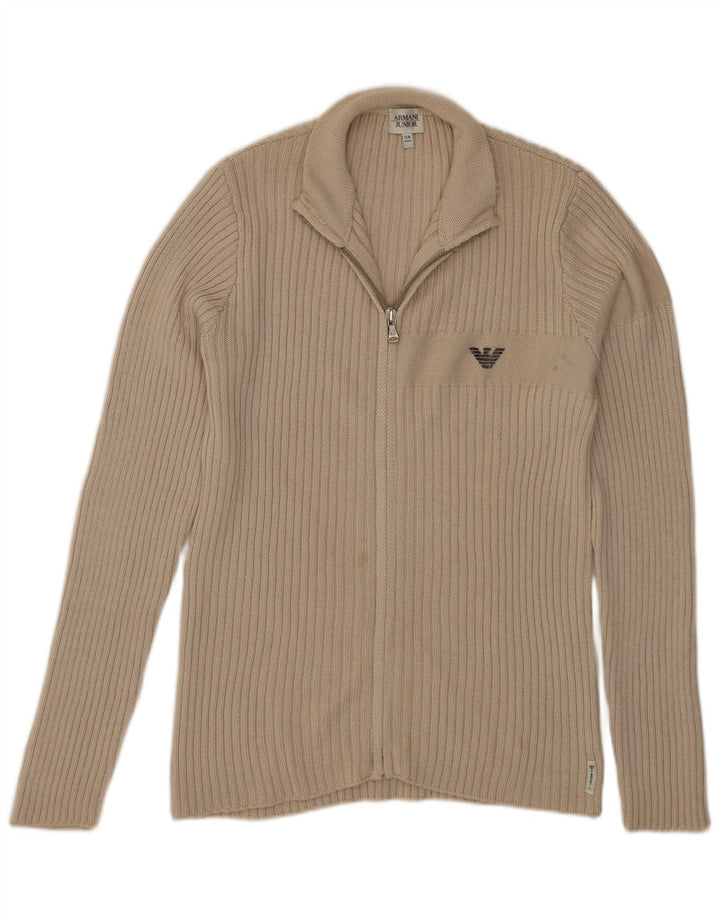 Maglione Cardigan Bambino Armani 11-12 Anni Lana Vergine Beige