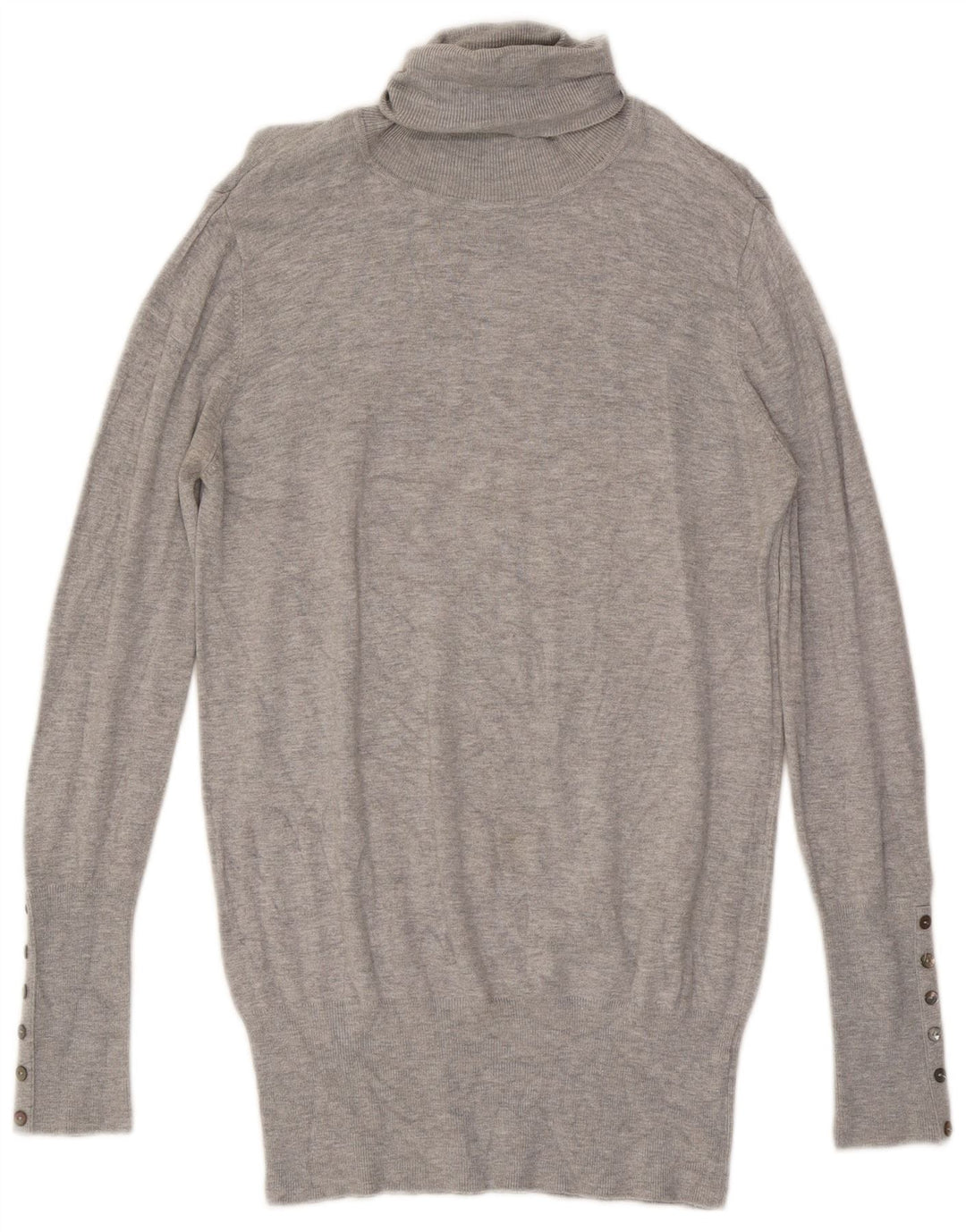 Maglione maglione a collo alto da donna Zara UK 14 grande rayon grigio