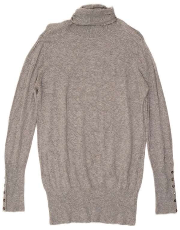 Maglione maglione a collo alto da donna Zara UK 14 grande rayon grigio