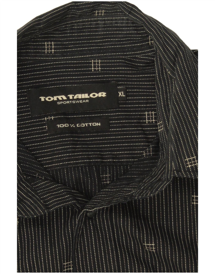 TOM TAILOR Camicia da uomo XL in cotone gessato nero