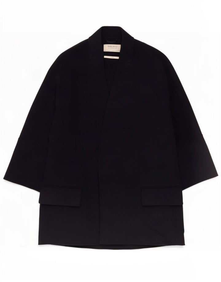 Soprabito oversize aperto da donna Zara UK 10 piccolo in lana blu navy