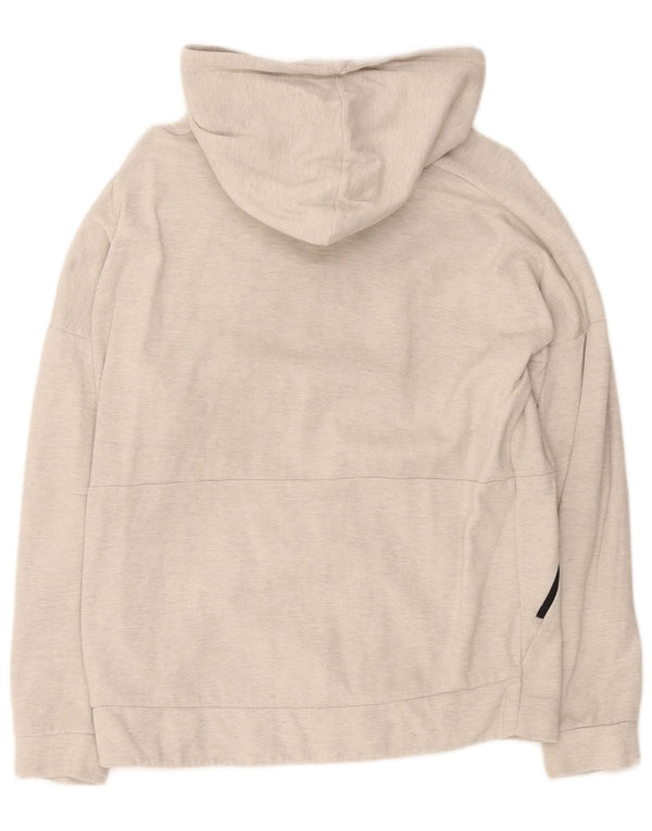 Felpa con cappuccio e zip da donna Adidas UK 16/18 Grande cotone chiazzato grigio
