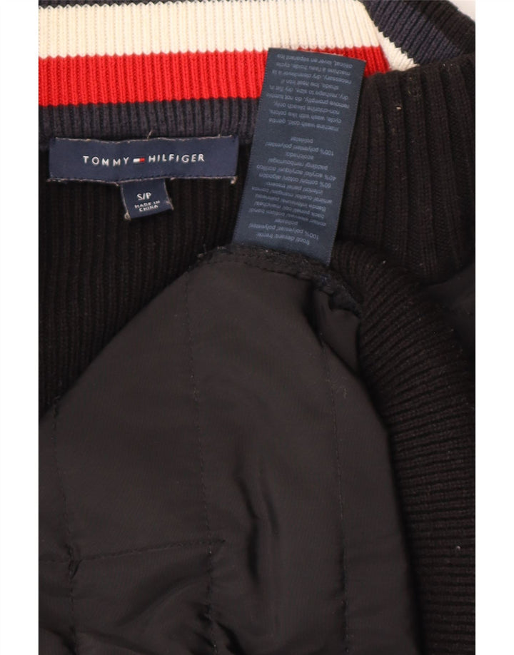 TOMMY HILFIGER Maglione cardigan da donna UK 10 Piccolo poliestere nero