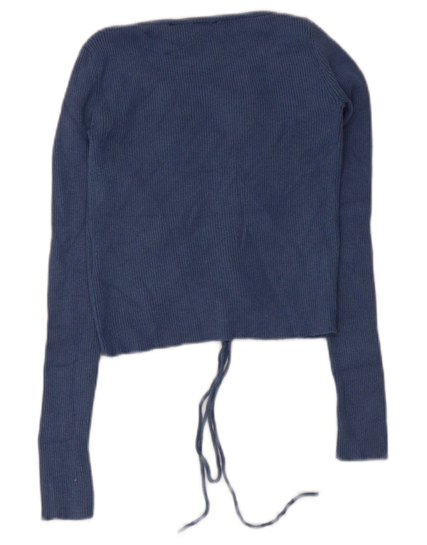 Top corto da donna Guess a maniche lunghe UK 4 XS blu navy in poliammide