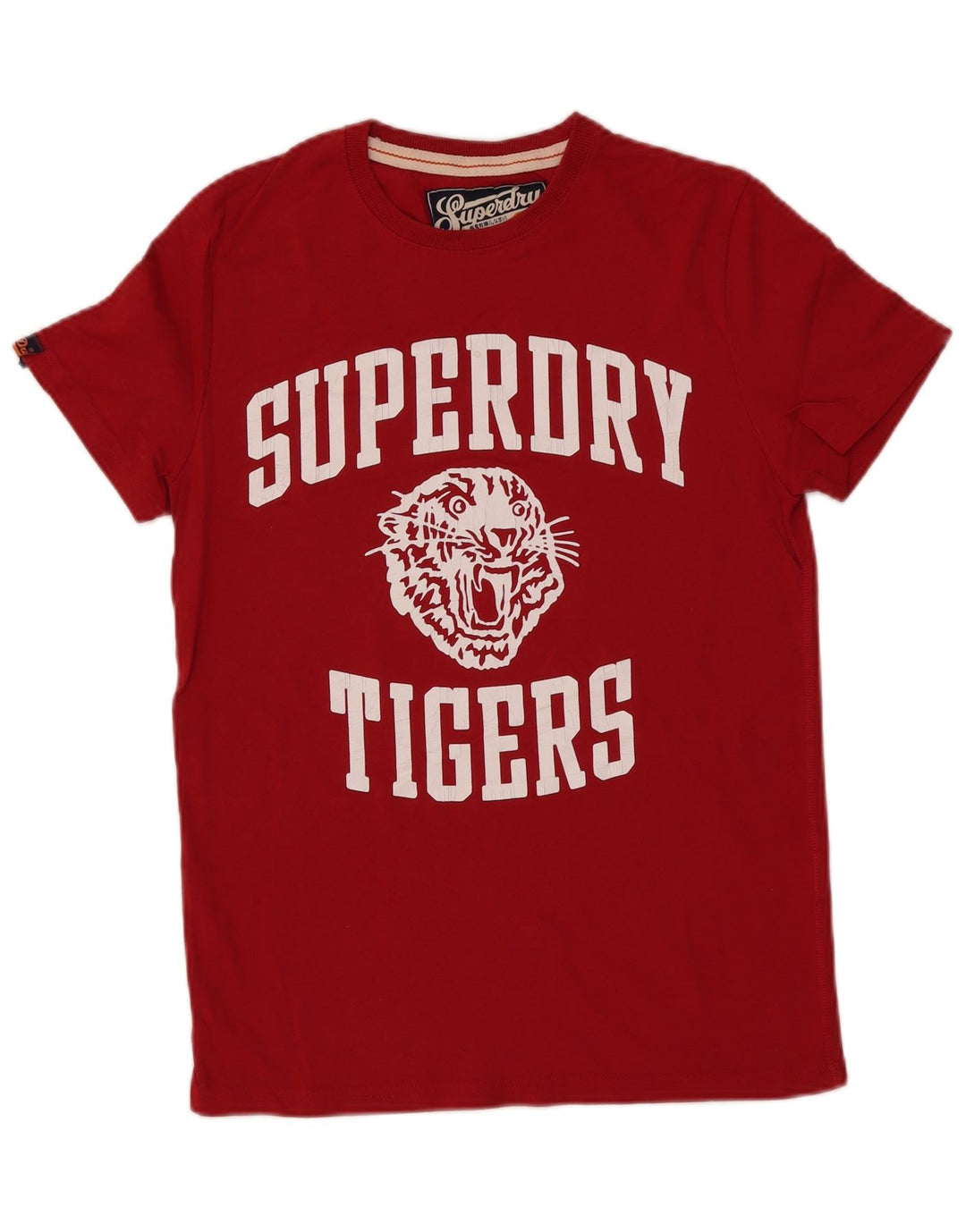 T-shirt grafica da uomo Superdry Tigers Top in cotone rosso medio