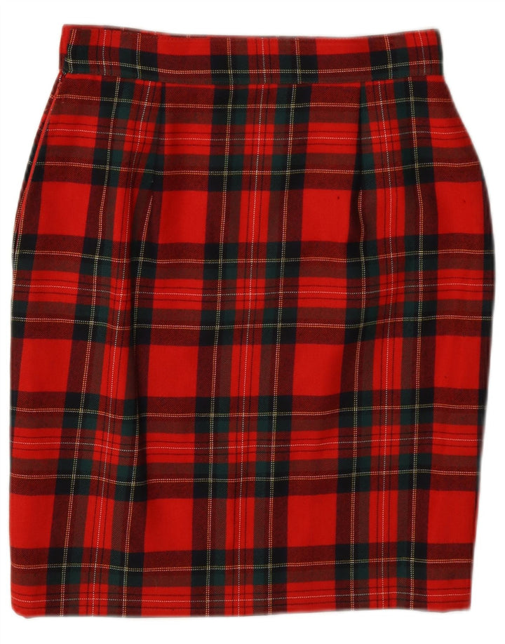 Gonna a tubino vintage da donna W26 piccola scozzese rossa