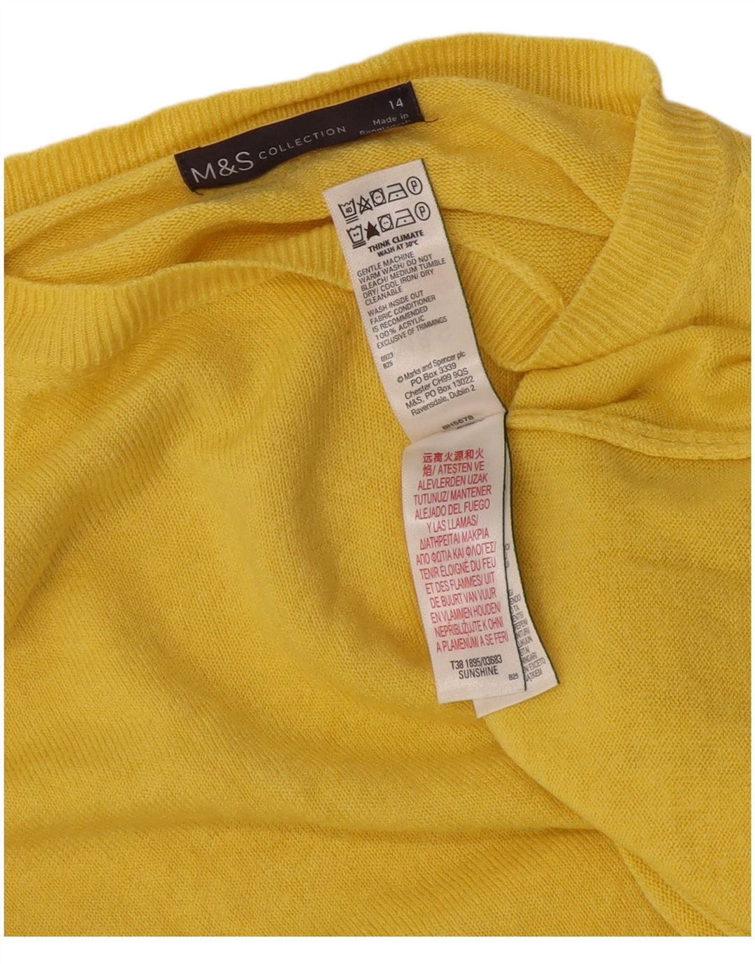 Maglione maglione con scollo a barca da donna Marks & Spencer UK 14 giallo medio