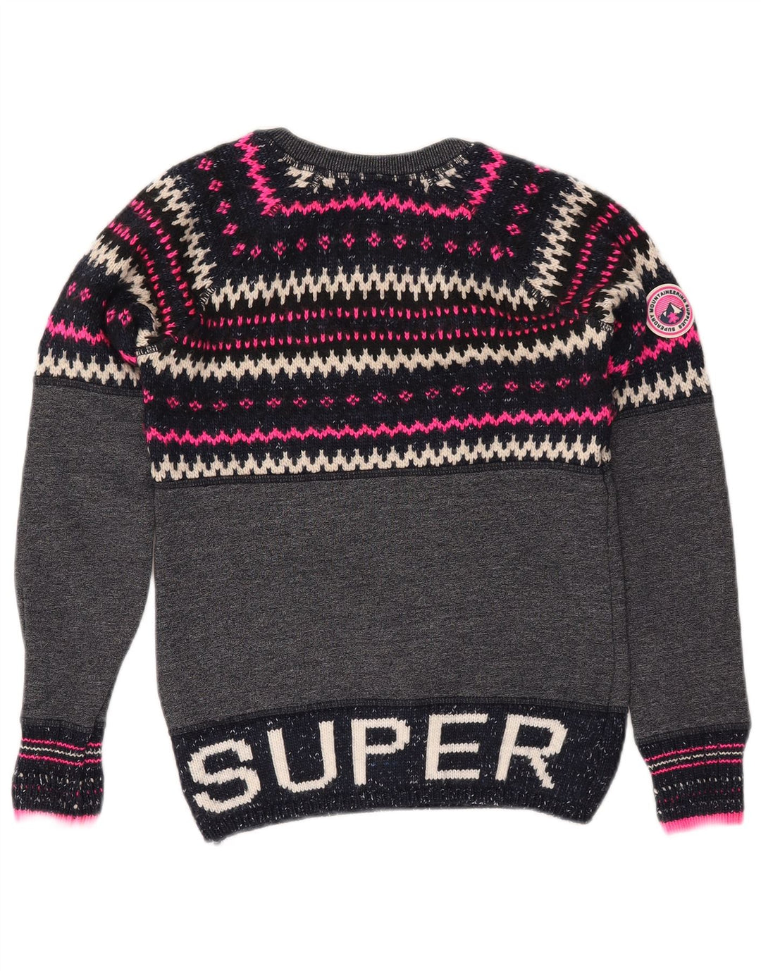 Maglione maglione girocollo da donna SUPERDRY UK 6 XS Blu navy Fair Isle