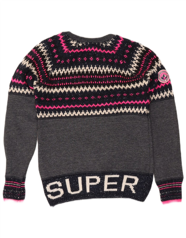 Maglione maglione girocollo da donna SUPERDRY UK 6 XS Blu navy Fair Isle