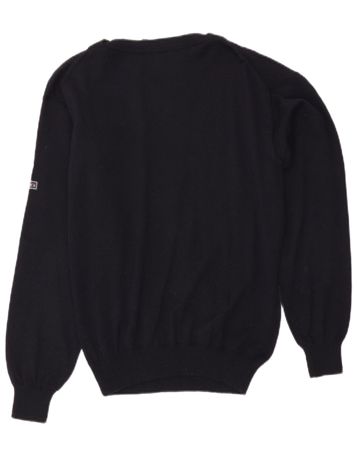 VINTAGE Maglione da uomo con scollo a barca blu navy medio