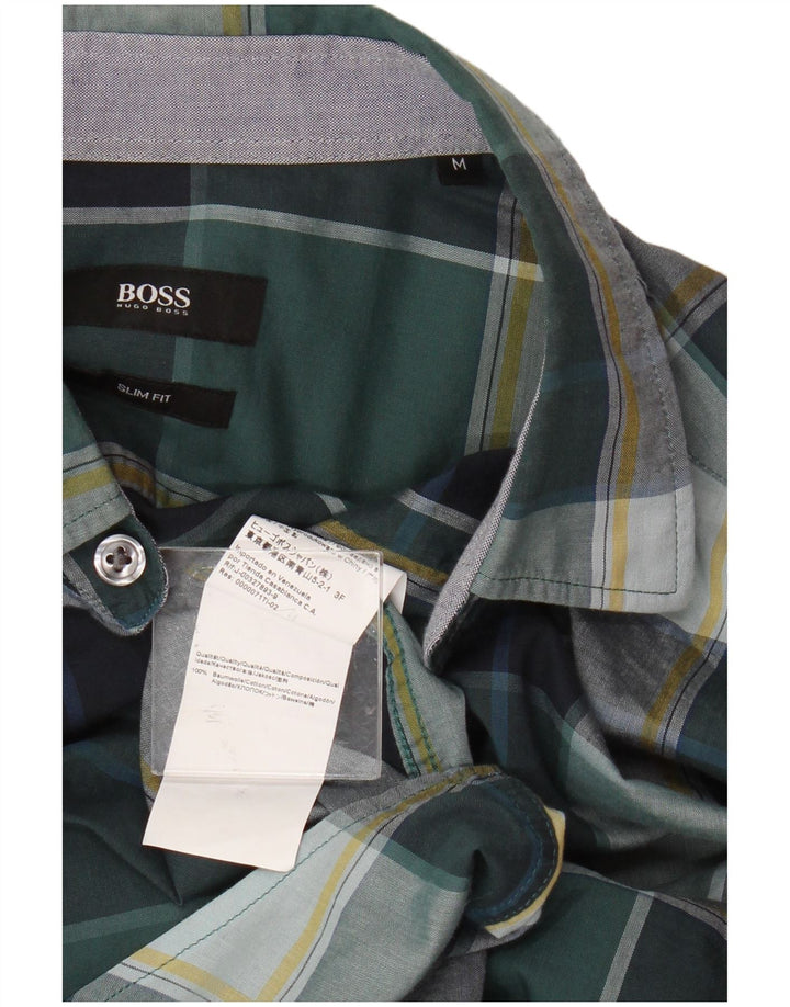 Camicia slim fit da uomo Hugo Boss in cotone a quadri verde medio