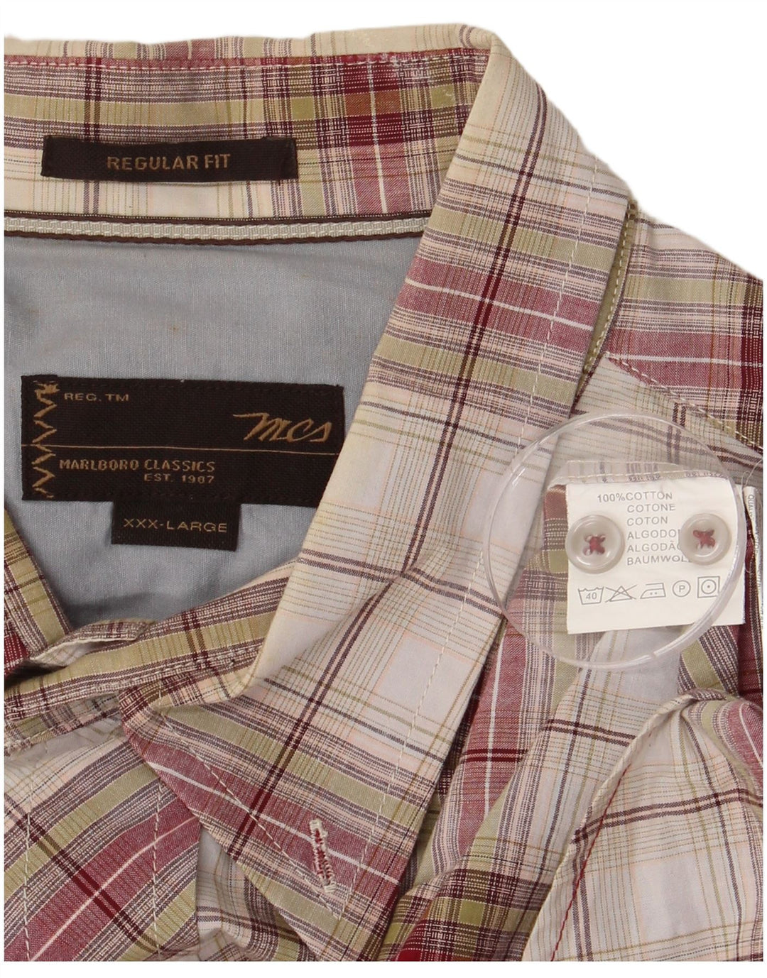 MARLBORO CLASSICS Camicia da uomo vestibilità regolare 3XL in cotone a quadri multicolore