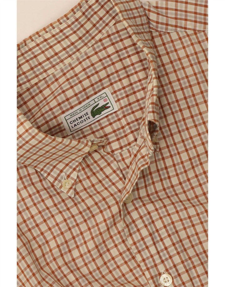 Camicia a maniche corte da uomo Lacoste 2XL a quadri marroni