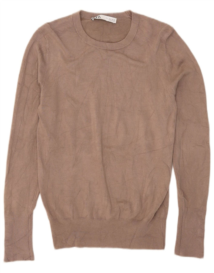 Maglione Girocollo Da Donna ZARA UK 14 Large Marrone