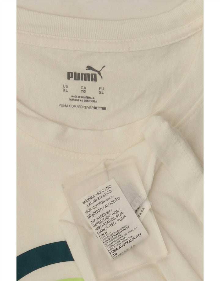 T-shirt grafica da uomo Puma Top XL in cotone bianco