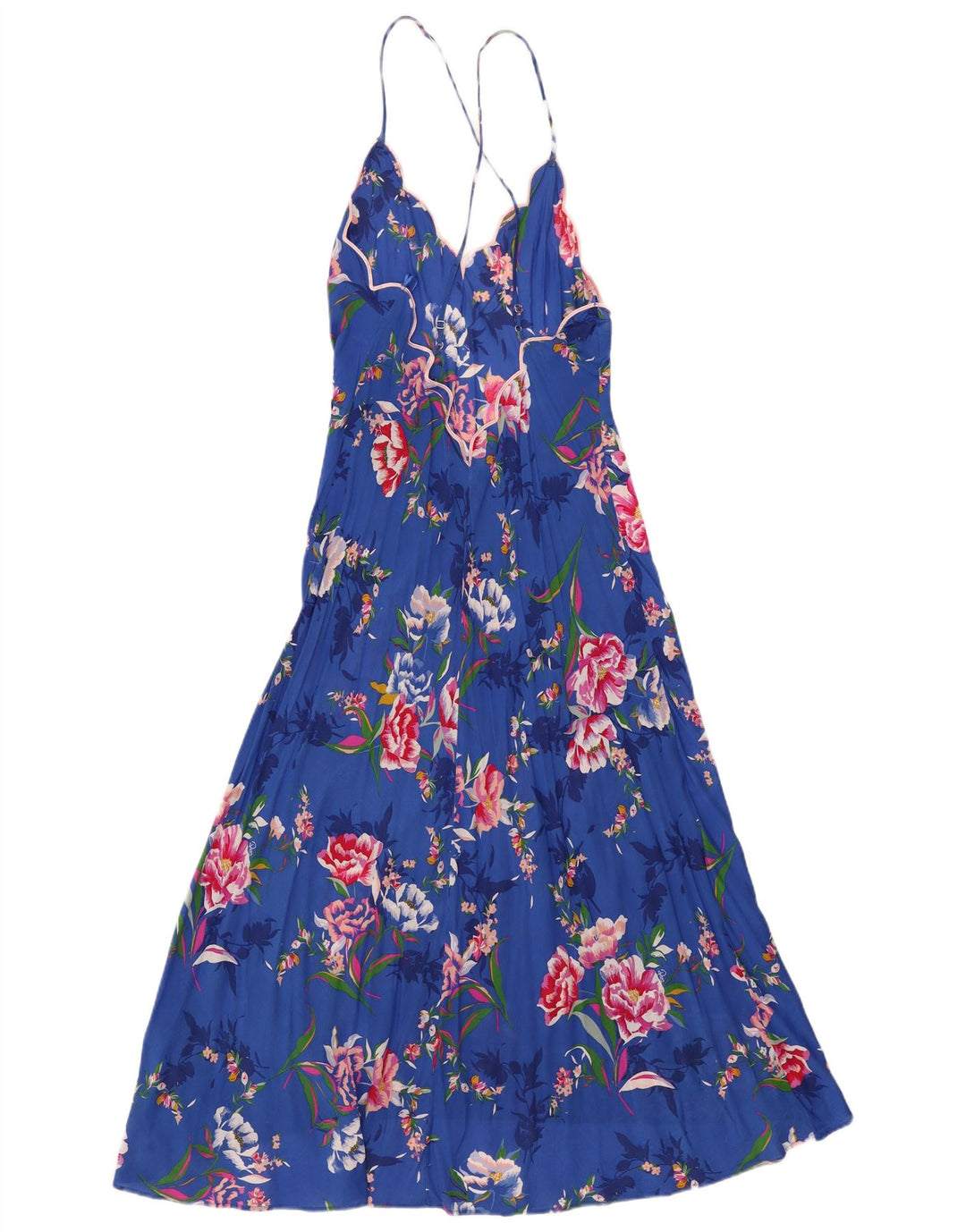 Marks & Spencer prendisole autografo da donna UK 12 blu medio floreale