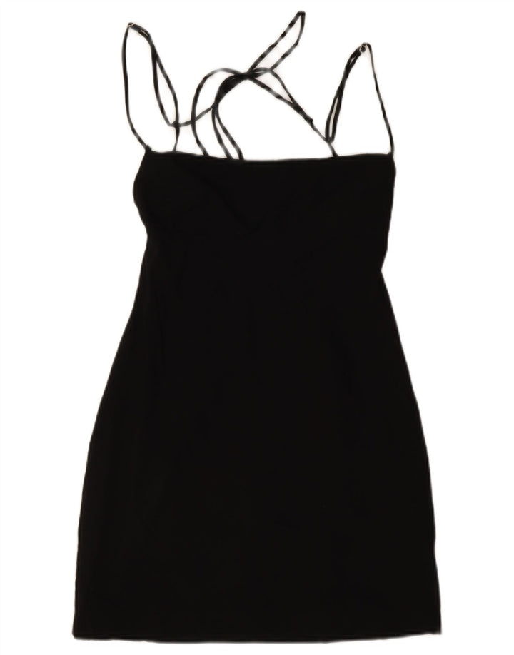 Mini abito con spalle scoperte Zara da donna UK 14 medio nero