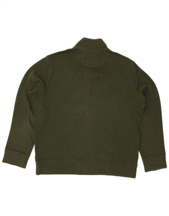Maglione da uomo con collo con zip Lands End, grande cotone verde