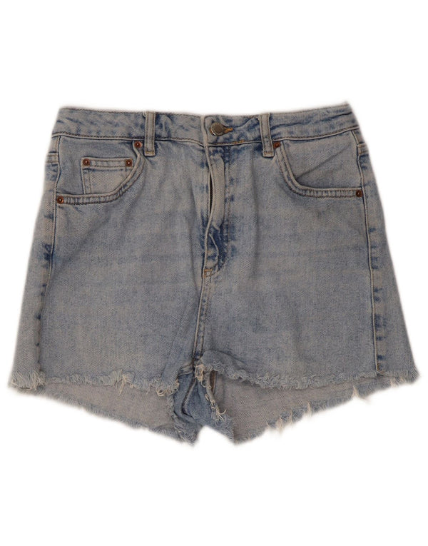 Topshop Pantaloncini di jeans invecchiati mamma da donna UK 10 piccoli W28 cotone blu