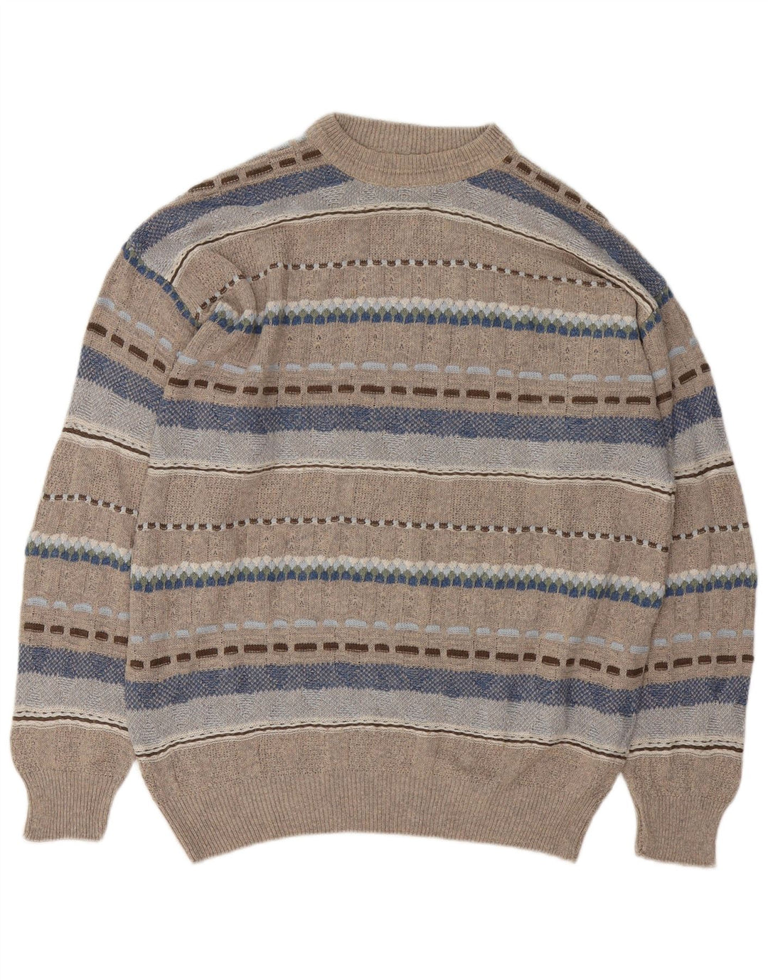Maglione maglione girocollo da uomo vintage grande grigio geometrico