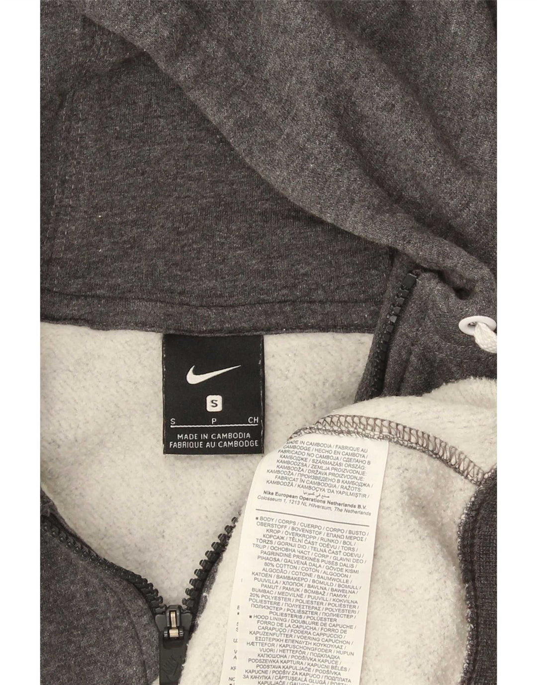 Felpa con cappuccio e zip Nike da uomo piccola in cotone grigio