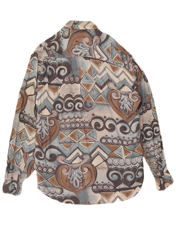 Camicia vintage da uomo media multicolore geometrica