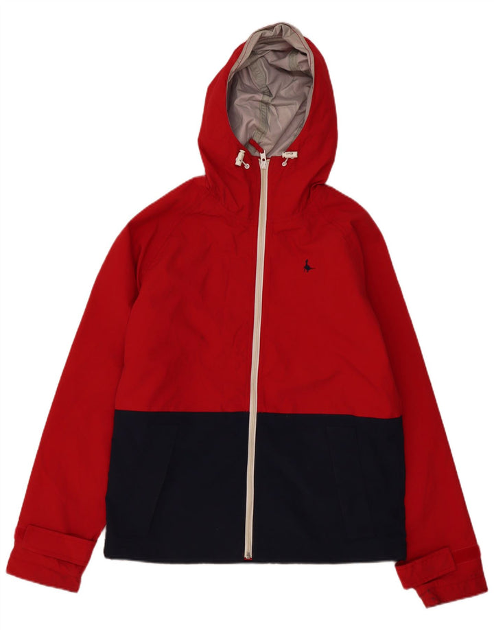 Giacca antipioggia con cappuccio da uomo Jack Wills UK 36 Small Nylon rosso a blocchi di colore