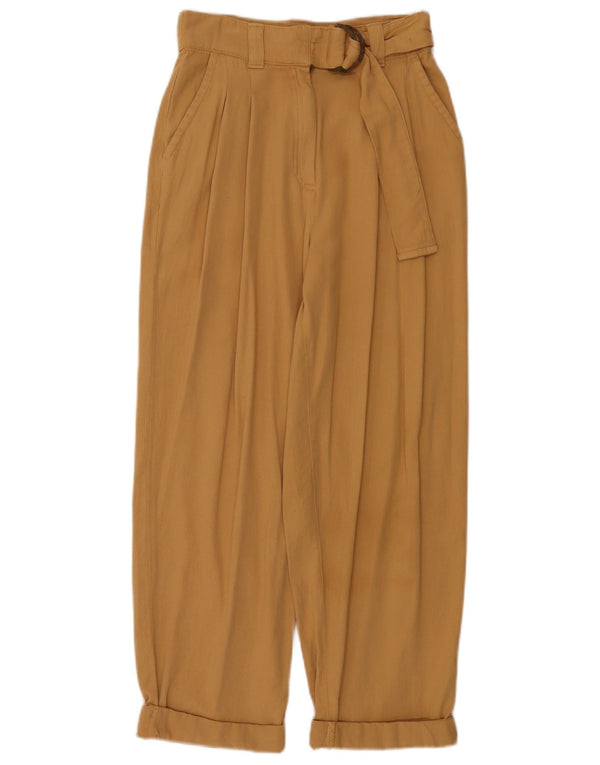 Pantaloni corti a vita alta da donna Topshop UK 8 piccoli W26 L25 Beige