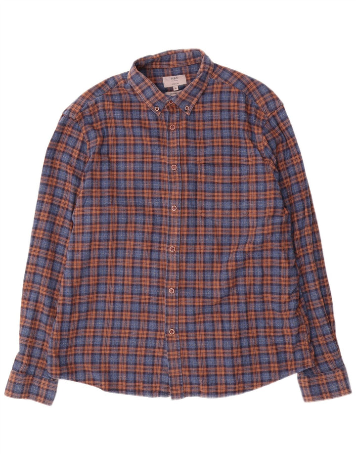 Camicia di flanella regolare da uomo Marks & Spencer XL in cotone blu