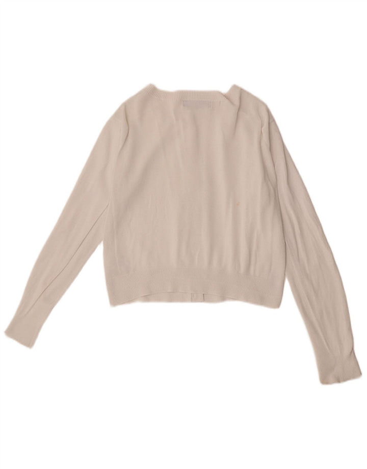 Maglione cardigan corto da donna Marks & Spencer UK 10 piccolo cotone bianco