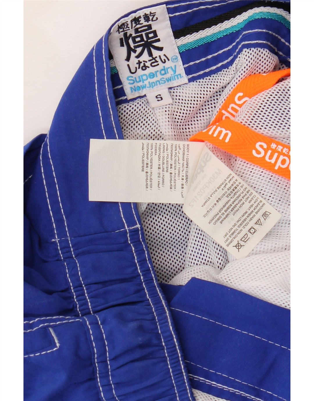 SUPERDRY Mens Graphic Swimming Shorts Small Blue Polyester Vintage Superdry and Second-Hand Superdry from Messina Hembry 