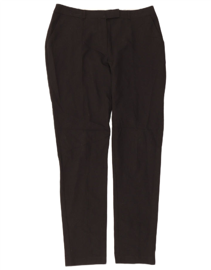 TOPSHOP Pantaloni da abito dritti da donna UK 10 piccoli W32 L29 poliestere nero