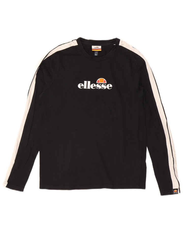 ELLESSE Womens Graphic Top Long Sleeve UK 10 Small Black Colourblock